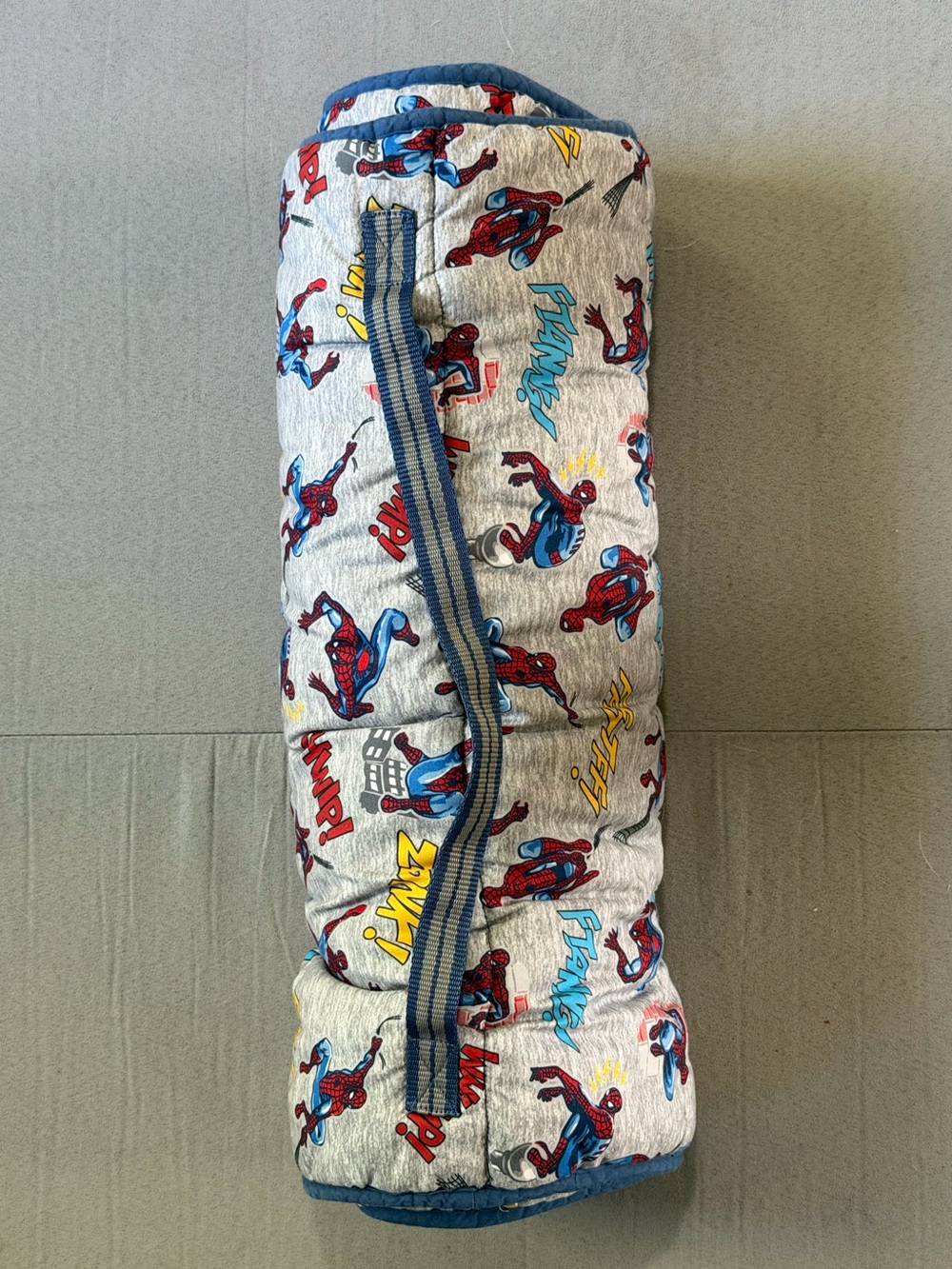 Pottery Barn Kids Marvel Spider-Man Roll Up Sleeping Bag Nap Mat Blue Gray